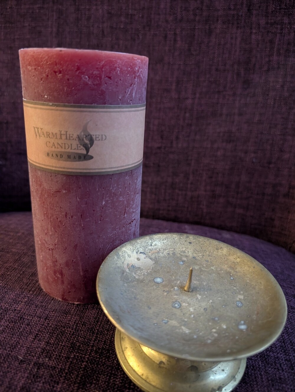 Hand Made Deep Plum Pillar Candle